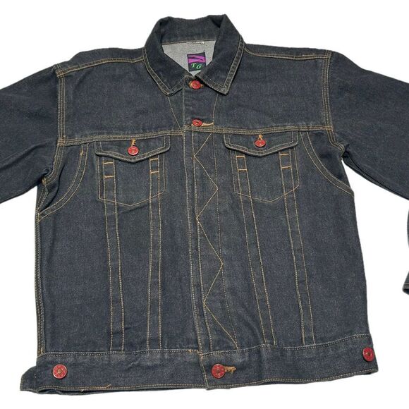 Vintage TG Ride American Eagle Patch Denim Jacket Motorcycle Jean Jacket Moto - Picture 3 of 9